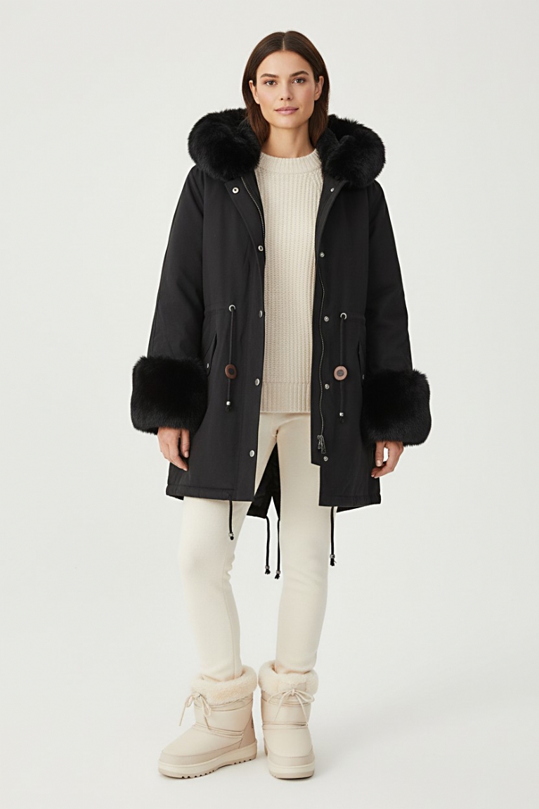 Προϊόν: Παρκά με γούνα - Μαύρο Παρκά με γούνα - Μαύρο