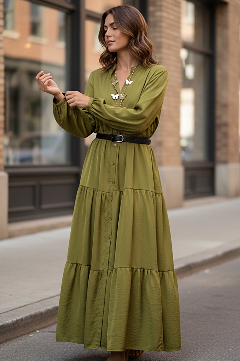 Φόρεμα βολάν - Λάιμ