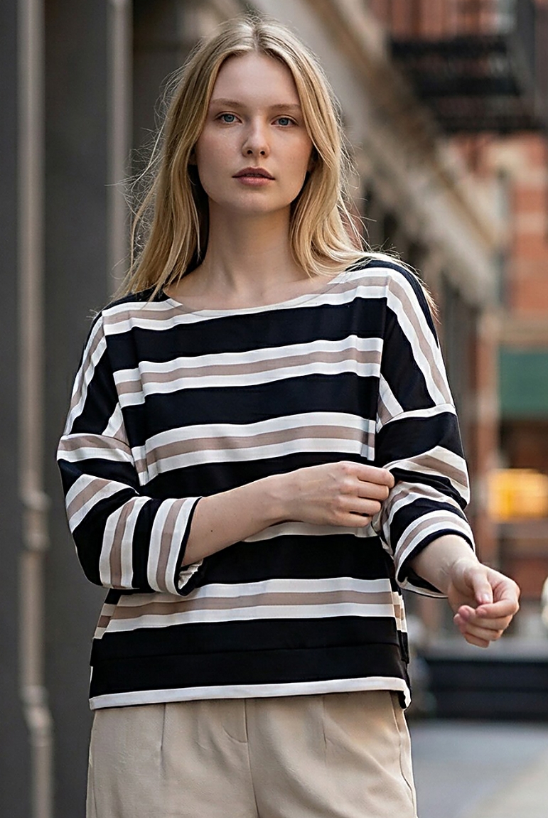 Μπλούζα με ρίγες - Μαύρο