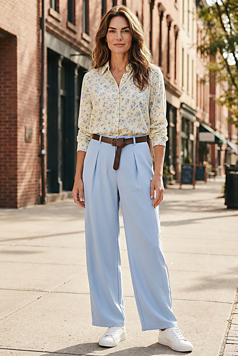 Παντελόνα με ζώνη - Σιέλ