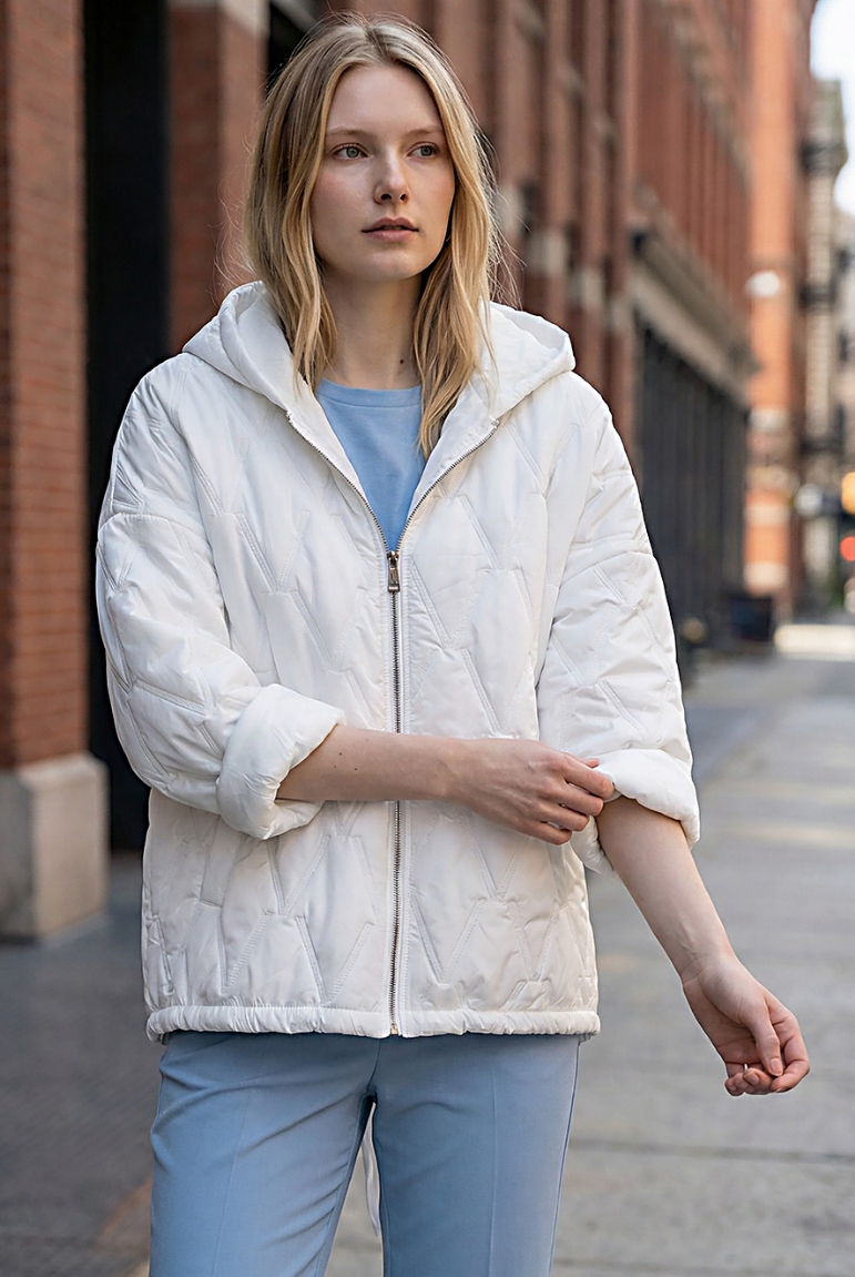 Μπουφάν με κουκούλα - Λευκό