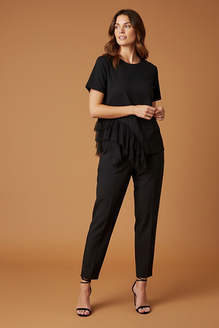 Eντυπωσιακή μπλούζα δαντέλα - Μαύρο