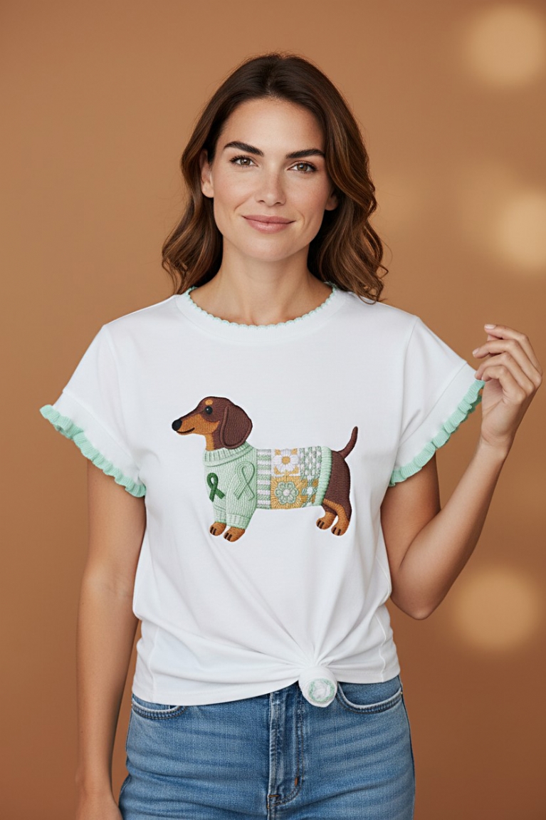 T-shirt Print Σκυλάκι - Λευκό