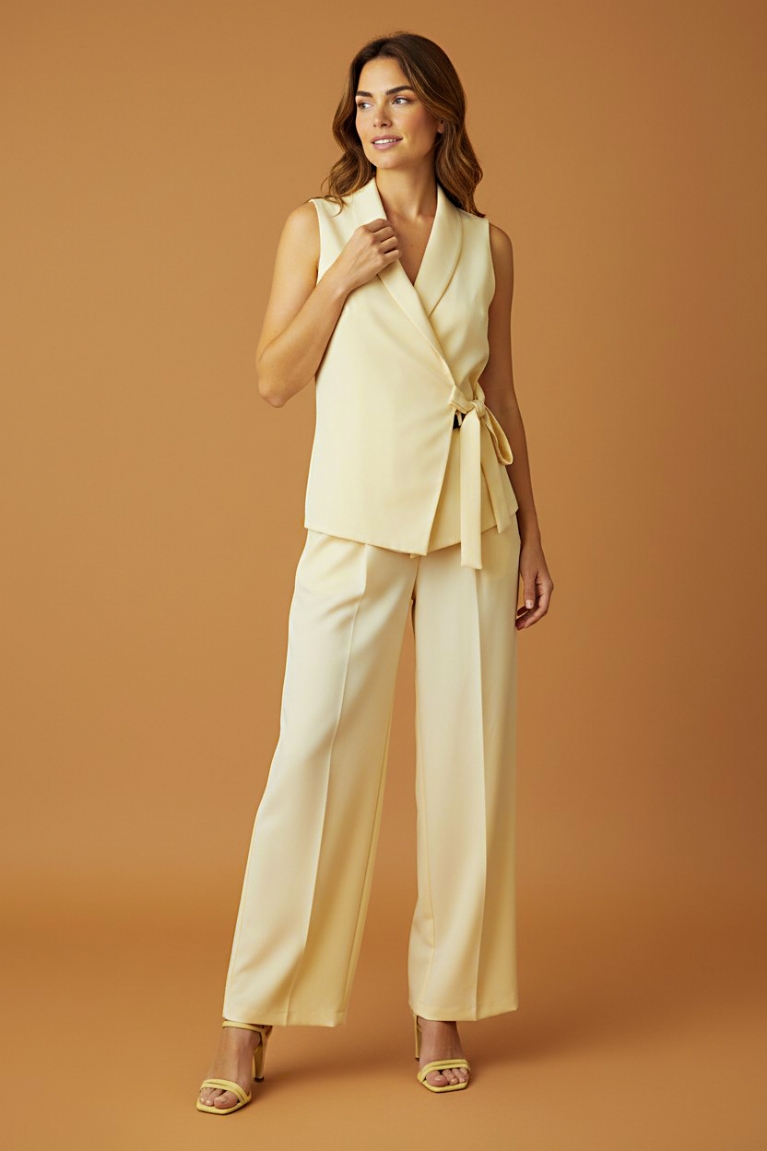 Σετ αμάνικη μπλούζα με παντελόνα - Κίτρινο