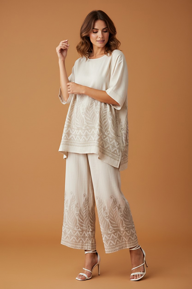 Σετ με έθνικ μοτίβο - Μπεζ