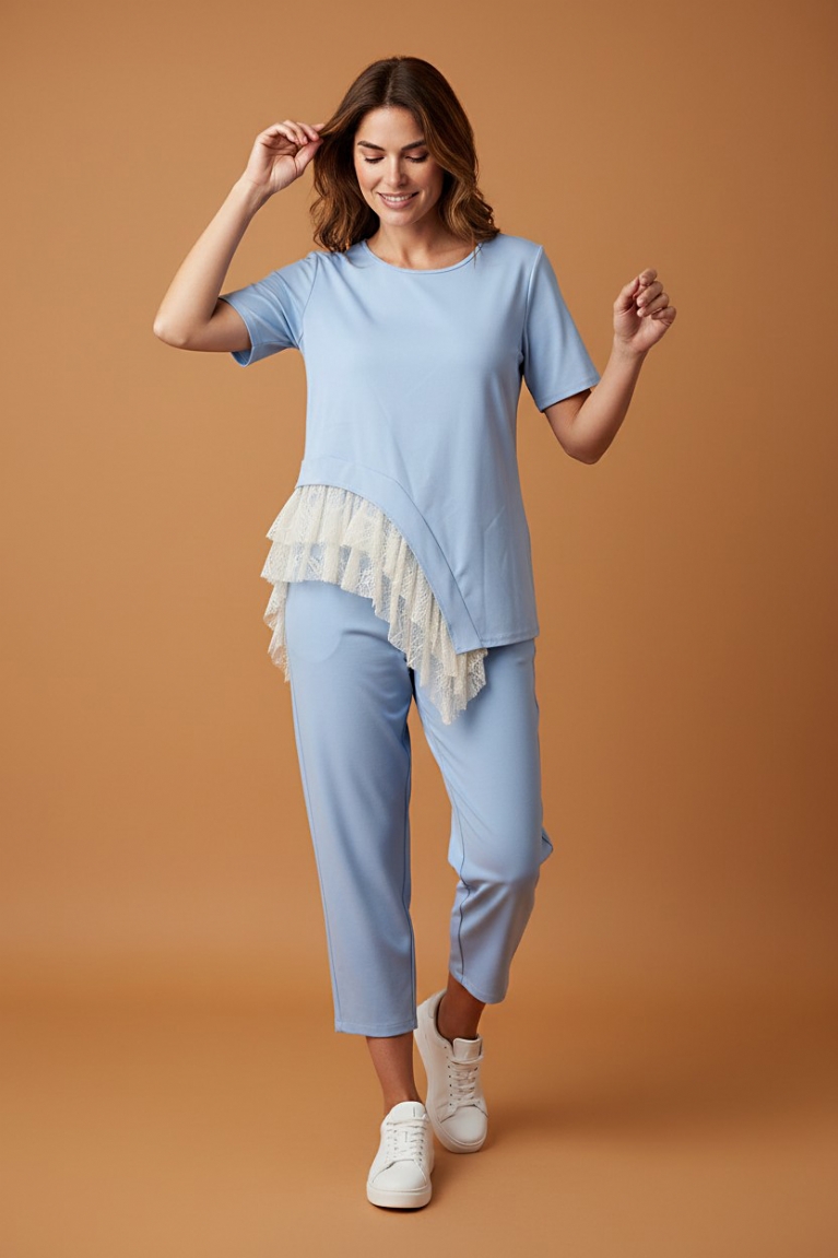 Eντυπωσιακή μπλούζα δαντέλα - Γαλάζιο