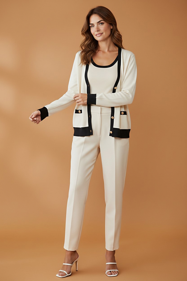 Τοπ με ζακέτα - Εκρού