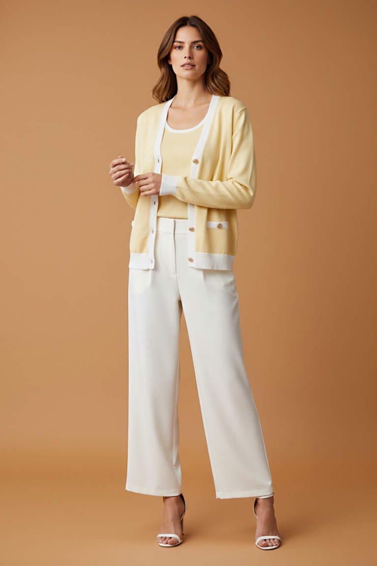 Τοπ με ζακέτα - Κίτρινο