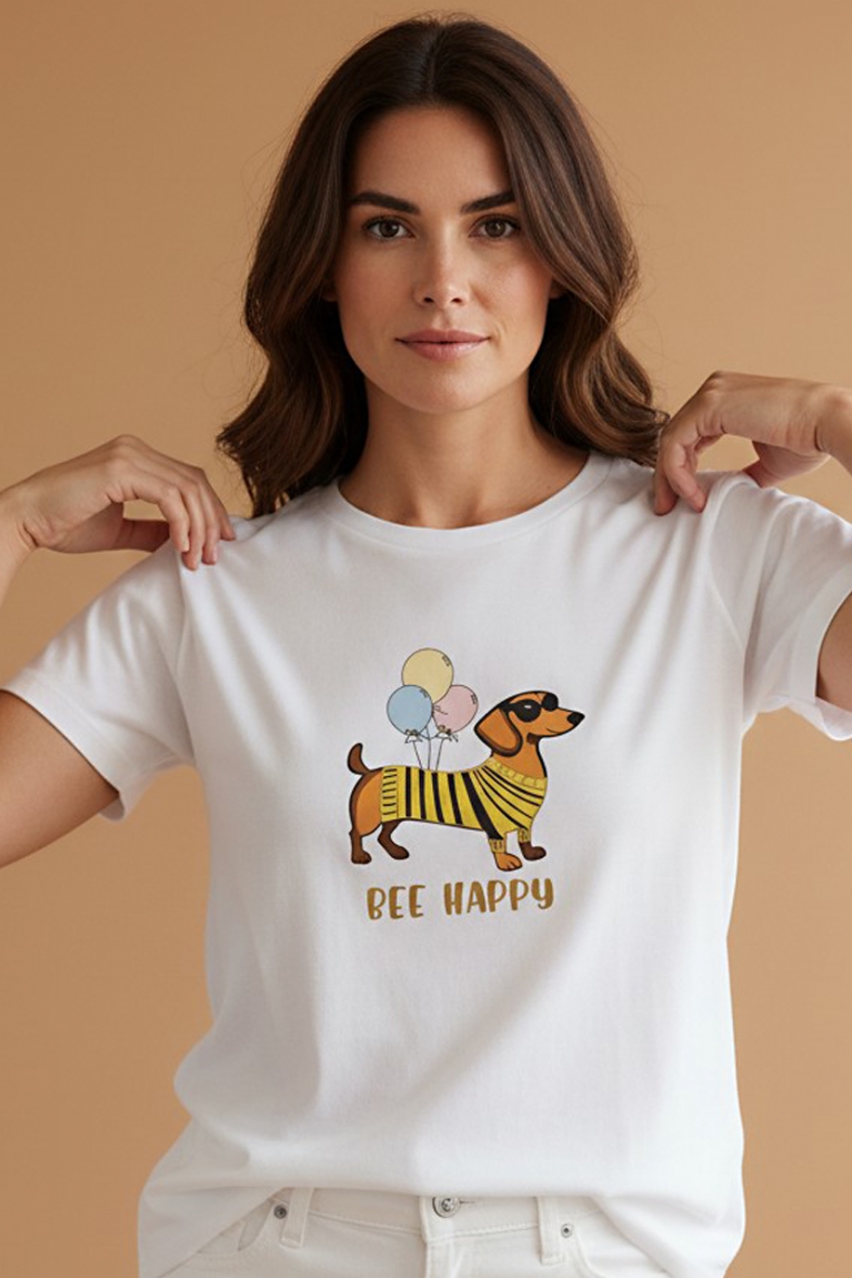 Bee Happy T-shirt - Λευκό